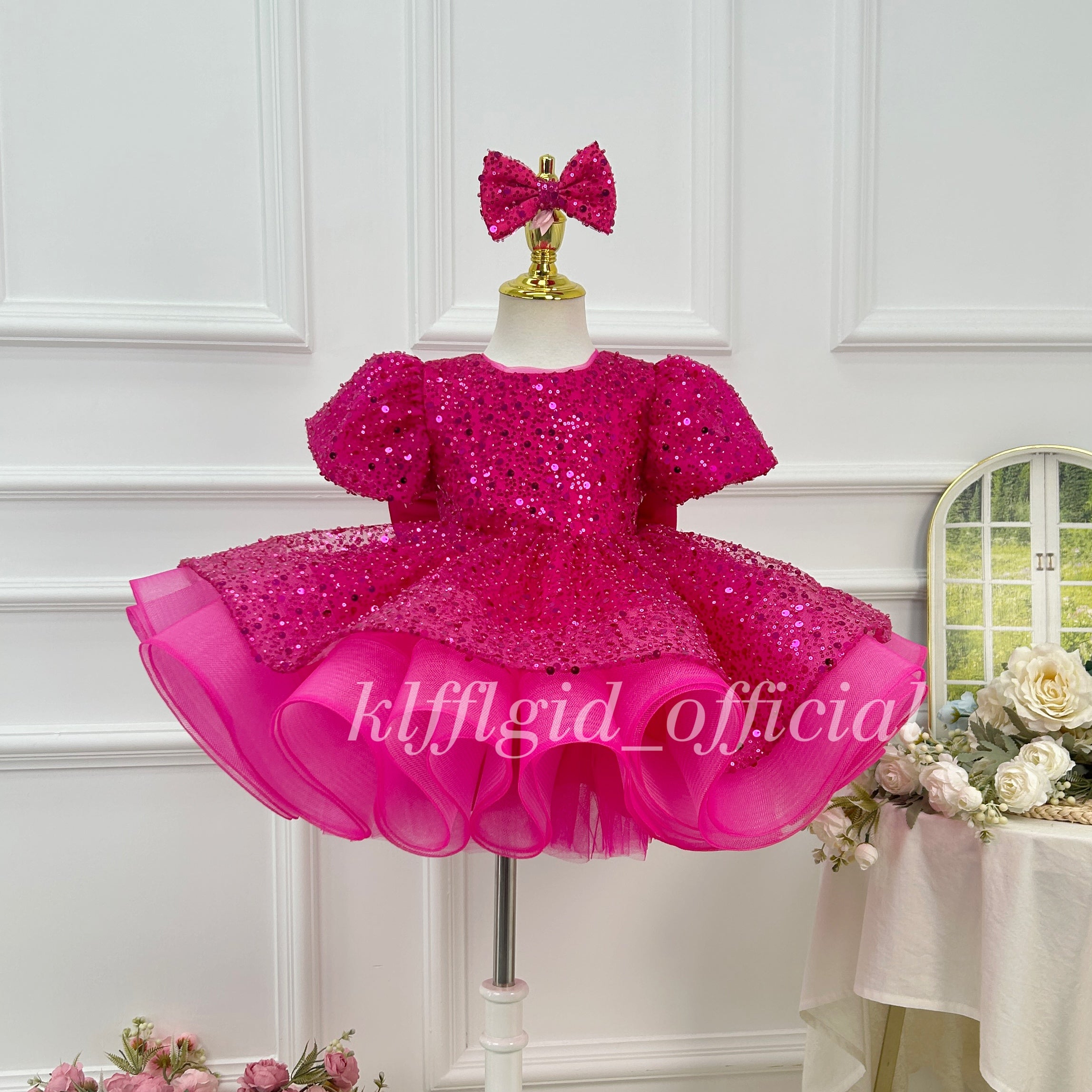 Sequin flower girl dress Toddlers Birthday dress Pageant attire   | KLFFLGID