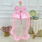 Luxury Large Bow Girls Couture & First Birthday Dress | KLFFLGID