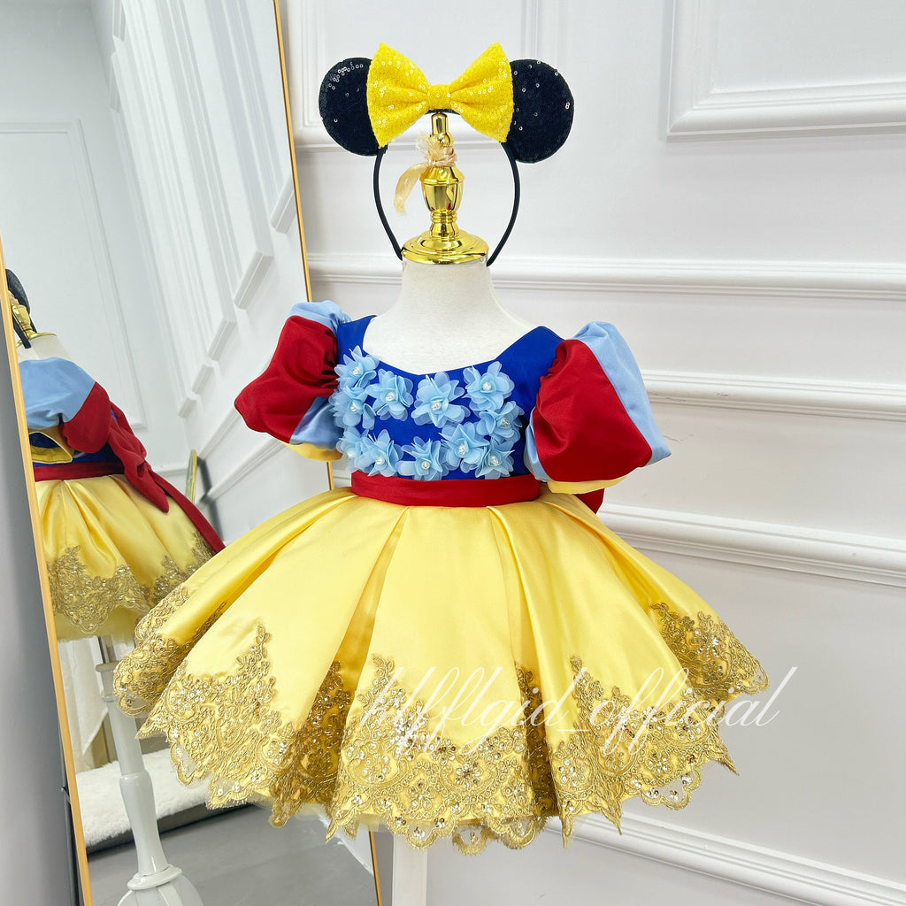 Themed Party Satin Short-Sleeve Princess Dress for Girls | KLFFIGID
