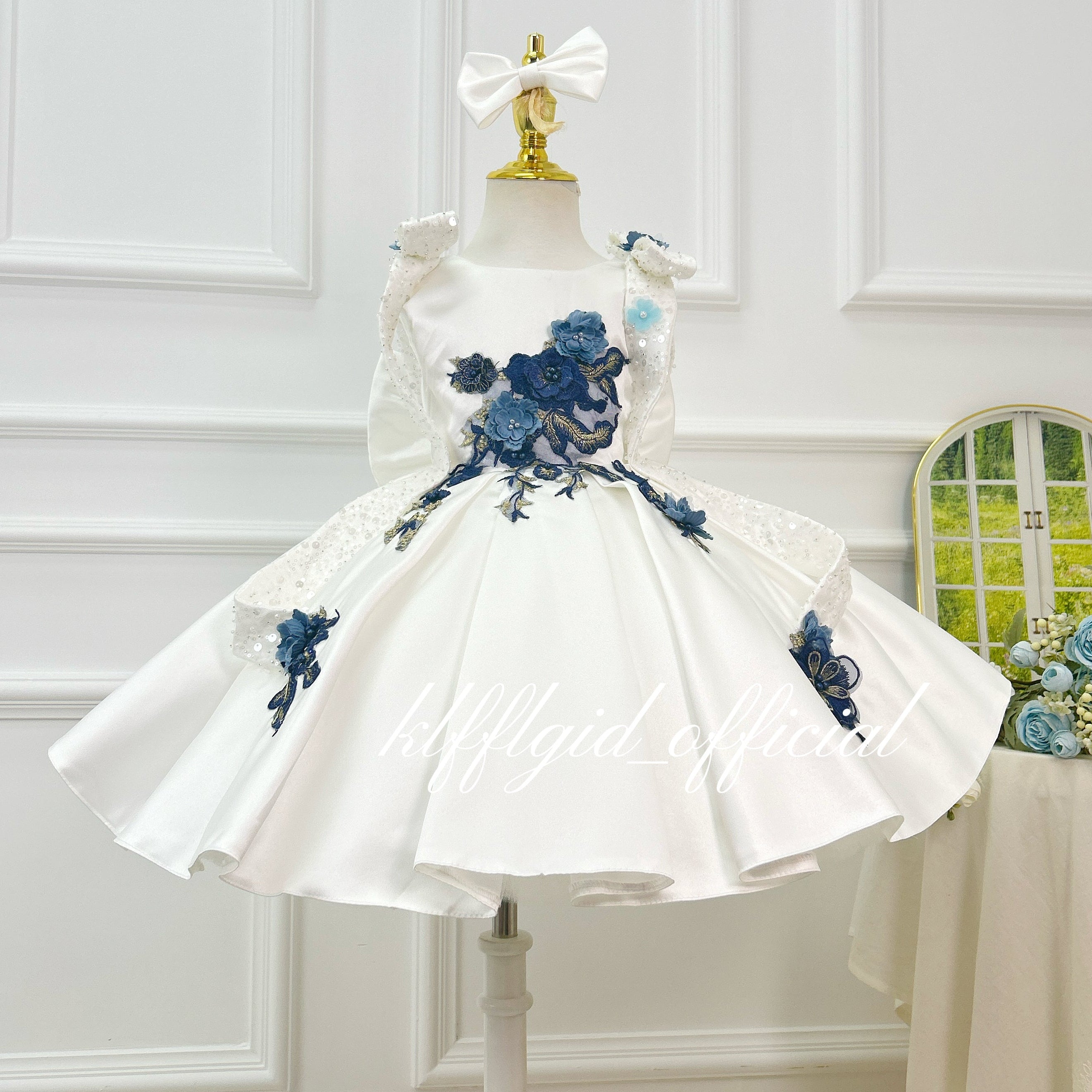 Baby Birthday Dress Gorgeous Flower Girl Dress Floral Embroidery Dress ｜KLFFIGID