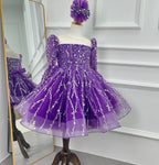 Girls Long Sleeve Sequin Princess Party Dress | KLFFIGID