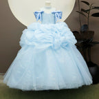 Blue girl princess dress, birthday party ceremony maxi dress, children's dress