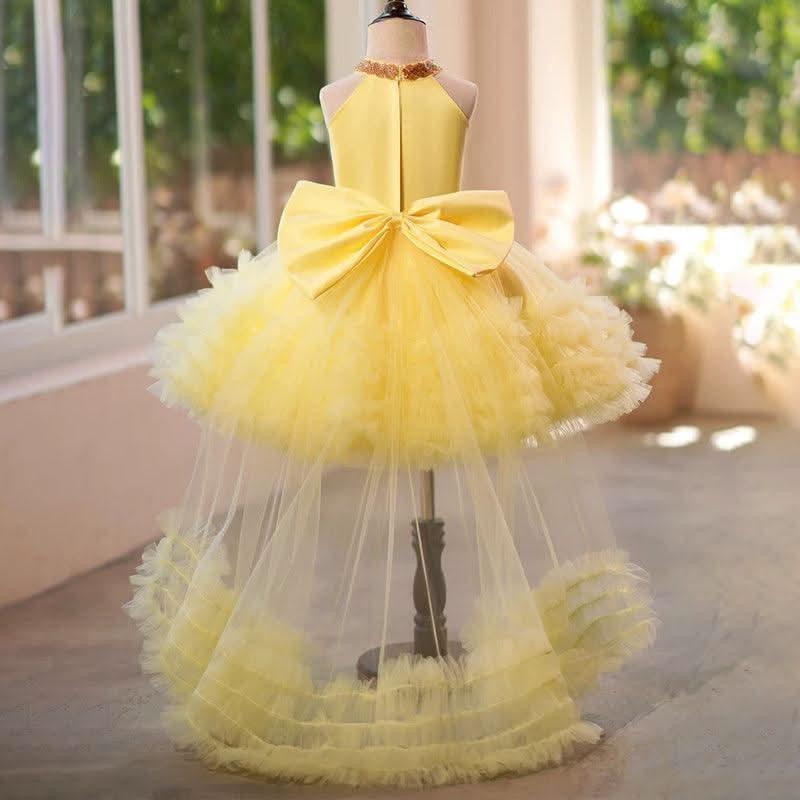 Girls Halter Neck Princess Dress with Tail for Catwalk | KLFFIGID