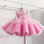 Girls Dreamy Sparkling Starry Princess Tutu Dress with Bow | KLFFIGID
