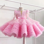 Girls Dreamy Sparkling Starry Princess Tutu Dress with Bow | KLFFIGID