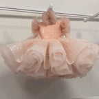 Glittery Sequin Tulle Princess Dress with 3D Flowers | KLFFIGID