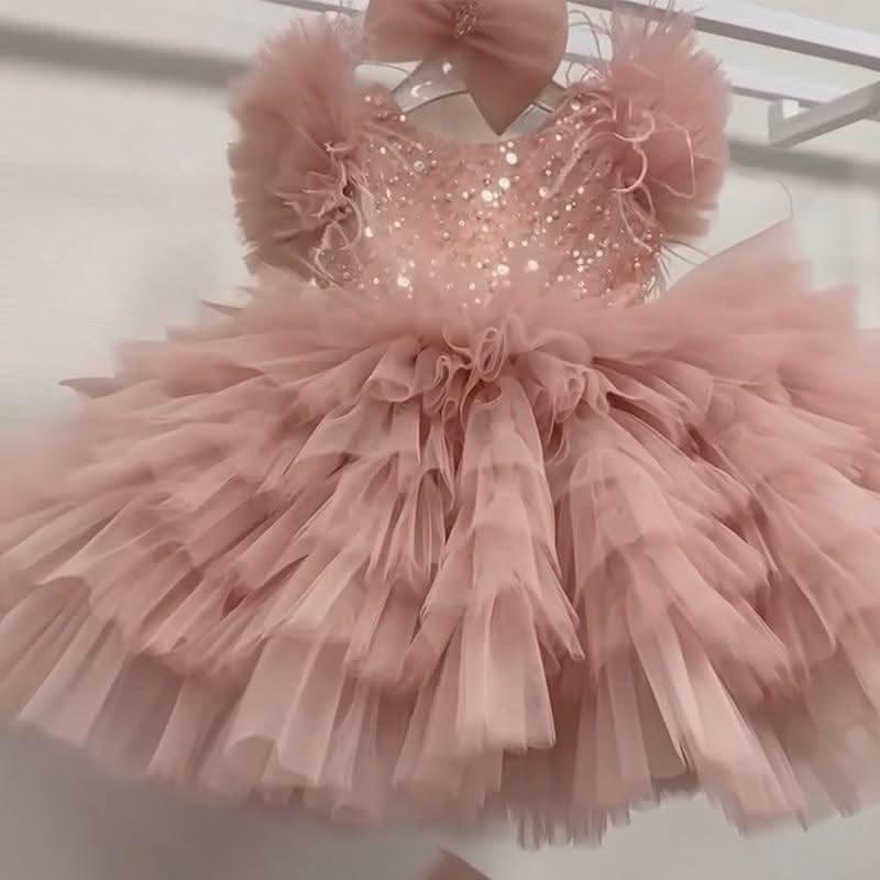 Sweet Puffy Sequin Layered Princess Dress for Girls | KLFFIGID