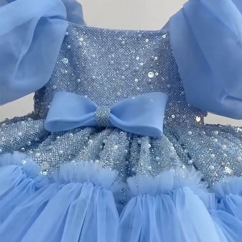 Fairy Tale Bubble Sleeve Shiny Princess Dress for Girls | KLFFIGID