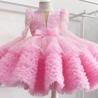 Girls Dreamy Sparkling Starry Princess Tutu Dress with Bow | KLFFIGID