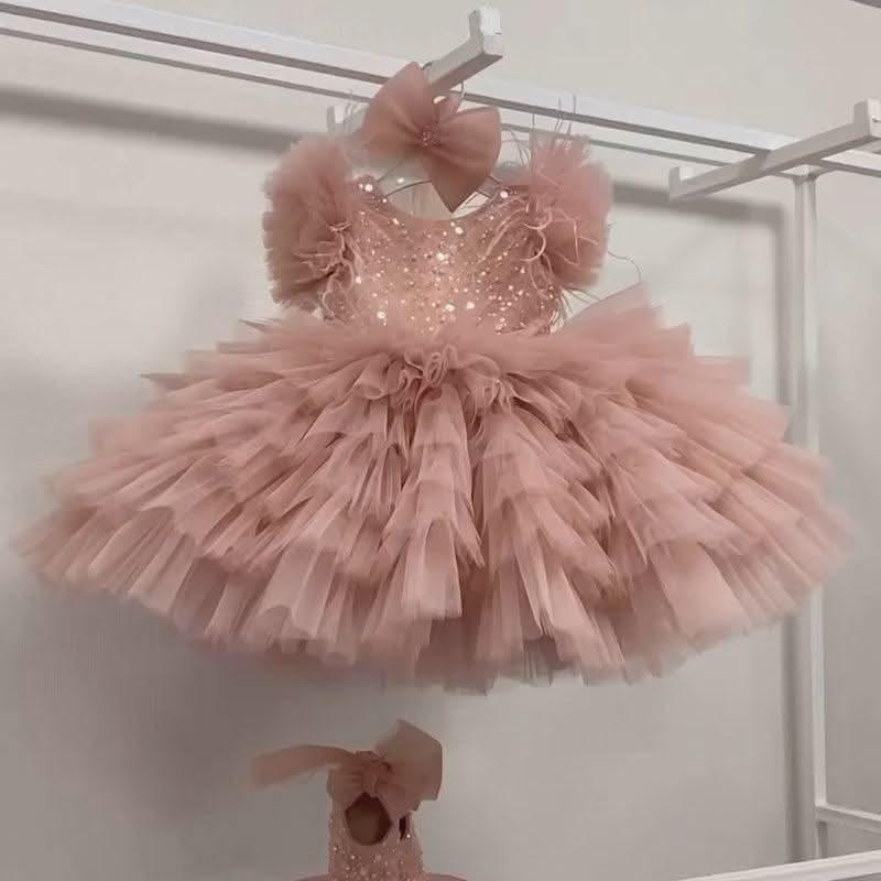 Sweet Puffy Sequin Layered Princess Dress for Girls | KLFFIGID