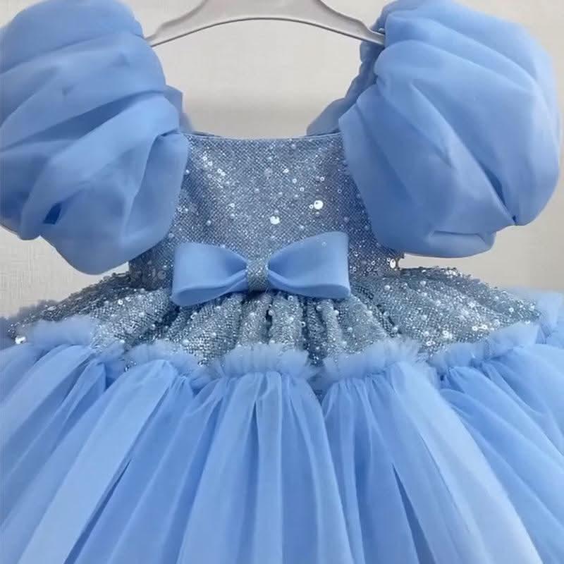 Fairy Tale Bubble Sleeve Shiny Princess Dress for Girls | KLFFIGID