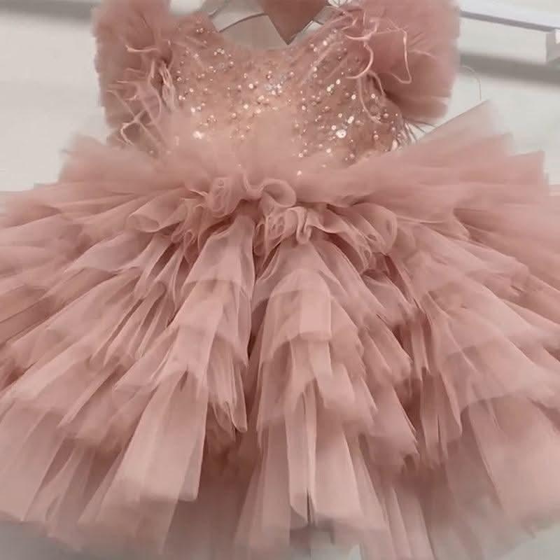 Sweet Puffy Sequin Layered Princess Dress for Girls | KLFFIGID