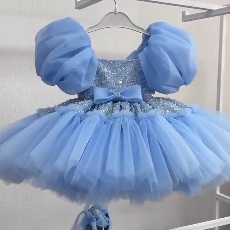 Fairy Tale Bubble Sleeve Shiny Princess Dress for Girls | KLFFIGID