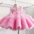 Girls Dreamy Sparkling Starry Princess Tutu Dress with Bow | KLFFIGID
