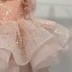 Glittery Sequin Tulle Princess Dress with 3D Flowers | KLFFIGID