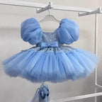 Fairy Tale Bubble Sleeve Shiny Princess Dress for Girls | KLFFIGID