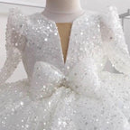 Girls Dreamy Sparkling Starry Princess Tutu Dress with Bow | KLFFIGID