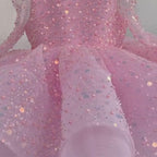 Glittering Pink Princess Dress Sequined Organza Gown | KLFFIGID