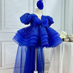 Baby Puff Sleeve Fluffy Tail 1st Birthday Party Princess Dress | KLFFIGID