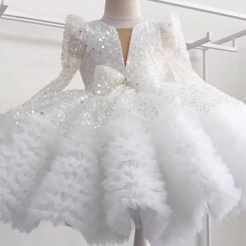 Girls Dreamy Sparkling Starry Princess Tutu Dress with Bow | KLFFIGID