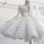 Girls Dreamy Sparkling Starry Princess Tutu Dress with Bow | KLFFIGID