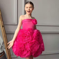 Hand-made Fuchsia Rose Flower Girl Dress for Weddings | KLFFIGID