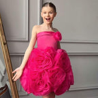 Hand-made Fuchsia Rose Flower Girl Dress for Weddings | KLFFIGID