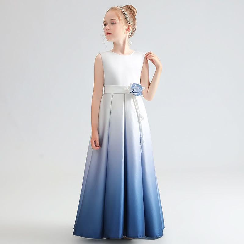 Elegant Gradient Blue, Create a Fairy-Tale Princess Dream A Dress that Combines Sophistication and Sweetness Romantic Touch with Floral Waist Detail