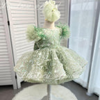 Sleeveless Butterfly Dreamy Princess Puff Flower Girl Dress | KLFFIGID