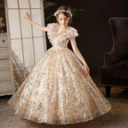 Girls Fairy Dream Multicolor Sequin Long Princess Gown | KLFFIGID