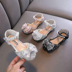 Pearl Bow Decor Girls' Shoes Stylish and Comfortable Girls' Dress Shoes Shiny Girls' Shoes with Elegant Pearl Design