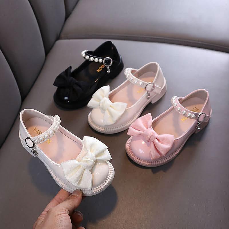 Classic Princess Pearl Bow Shoes Elegant Girls’ Shoes in Multiple Colors