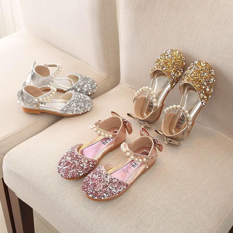 Pearl Sequin Sandals Elegance and Playfulness Combined Children's Shoes