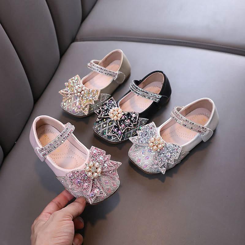 Colorful Princess Shoes Girls' Rhinestone Bow Shoes Sparkling Princess Flats