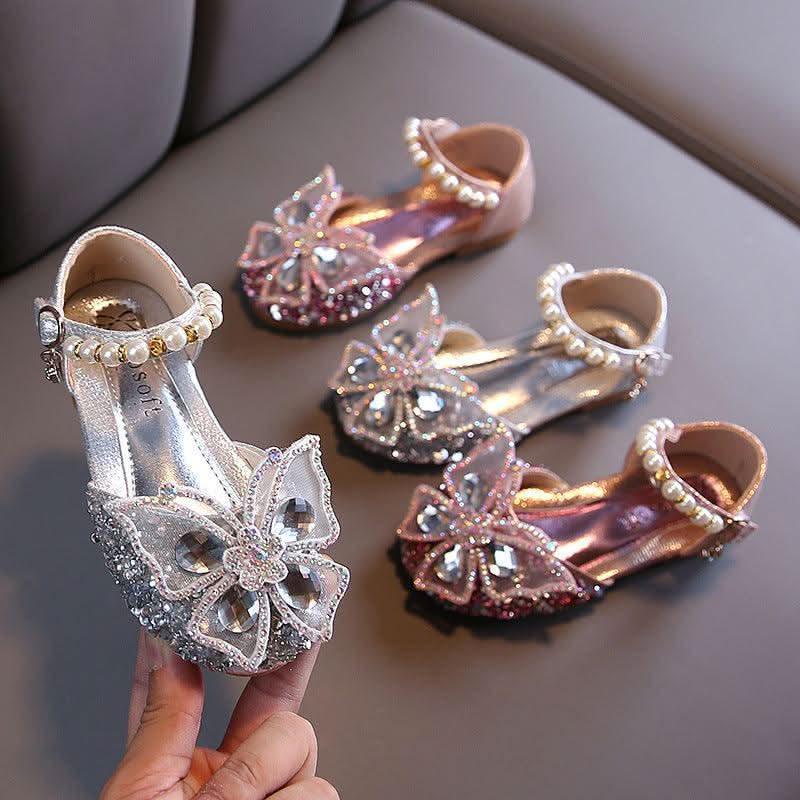 Dreamy Princess Sparkle Girls' Shoes High-End Pearl-Embellished Girls' Shoes