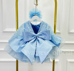 Satin Sequin Big Bow Fluffy Girls Birthday Princess Dress | KLFFIGID
