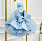 Satin Sequin Big Bow Fluffy Girls Birthday Princess Dress | KLFFIGID