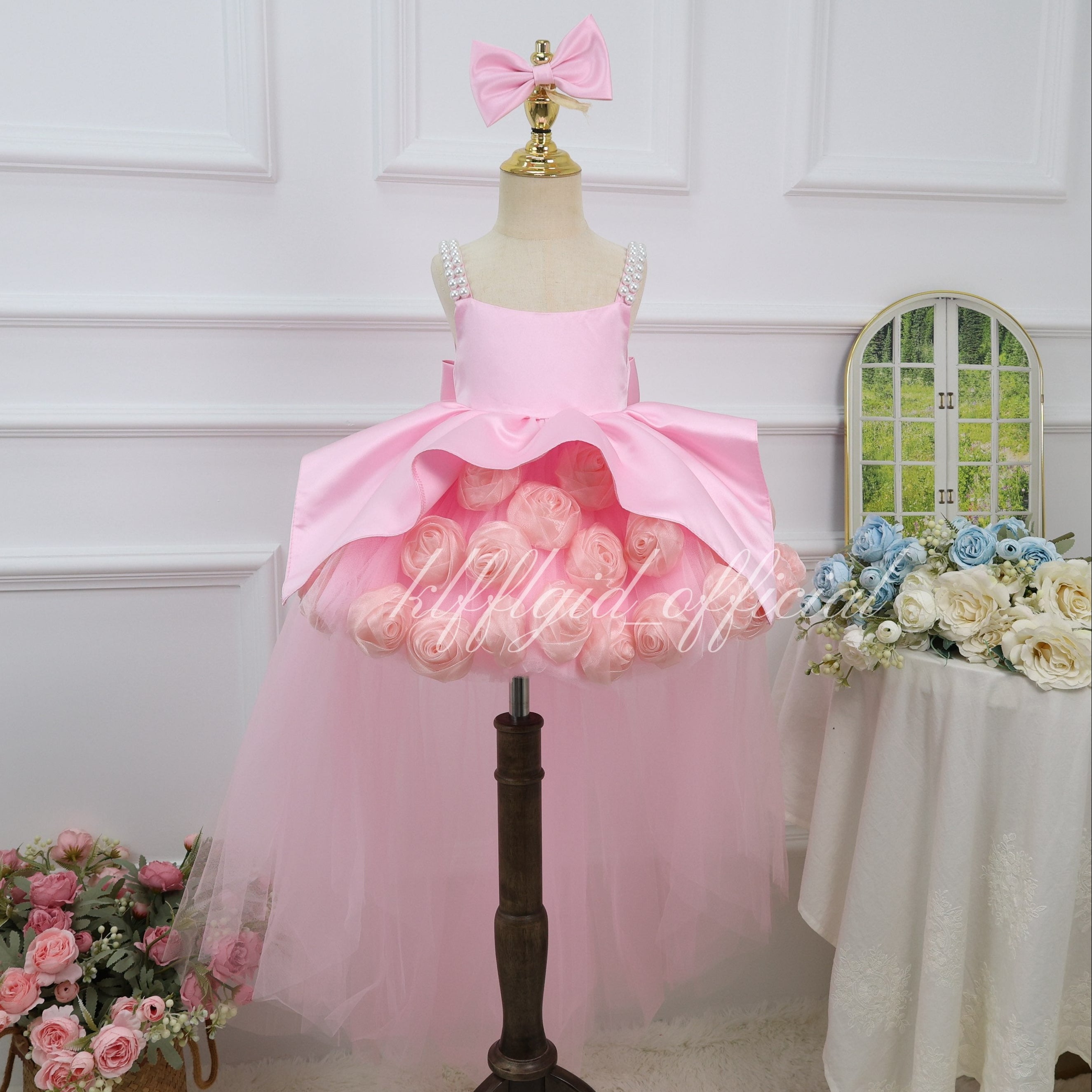 3D Floral Tulle 1st Birthday & Flower Girl Dress | KLFFIGID