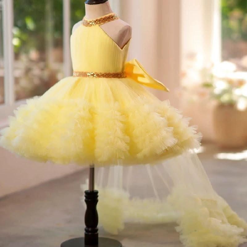Burgundy Princess Birthday Party Dress with Removable Train | KLFFIGID