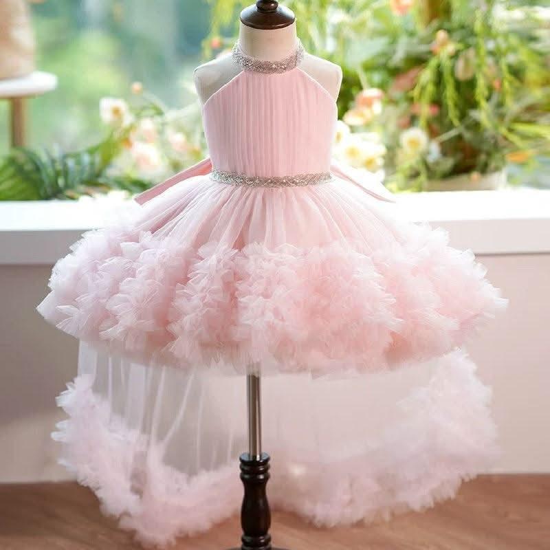 Burgundy Princess Birthday Party Dress with Removable Train | KLFFIGID