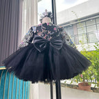 Long Sleeve Embroidered Girl Birthday Princess Tutu Dress | KLFFIGID