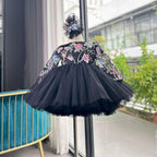 Long Sleeve Embroidered Girl Birthday Princess Tutu Dress | KLFFIGID