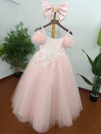 Purple Embroidered Mesh Girls Princess Party Dress | KLFFIGID