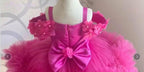 Rose Red Suspender Mesh Girls Princess Dress | KLFFIGID