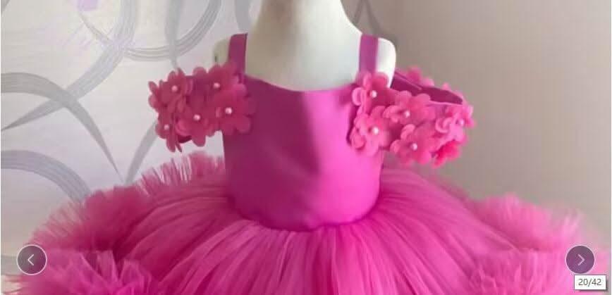 Rose Red Suspender Mesh Girls Princess Dress | KLFFIGID