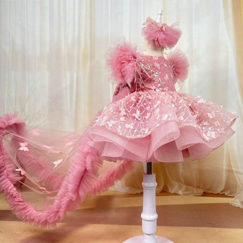 Baby First Birthday Dress with Bow Tail | Princess Party Gown | KLFFIGID