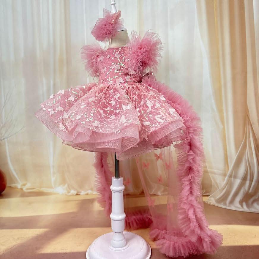 Baby First Birthday Bow Tail Princess Dress Party Frock | KLFFIGID
