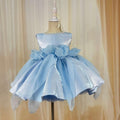 Blue Baby Girl Fluffy Birthday Princess Dress Sequin Bow Party & Performance Outfit | KLFFIGID