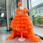 Girls Puff Sleeve Sequin Tail Birthday Party Princess Dress | KLFFIGID