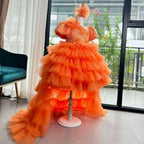Girls Puff Sleeve Sequin Tail Birthday Party Princess Dress | KLFFIGID